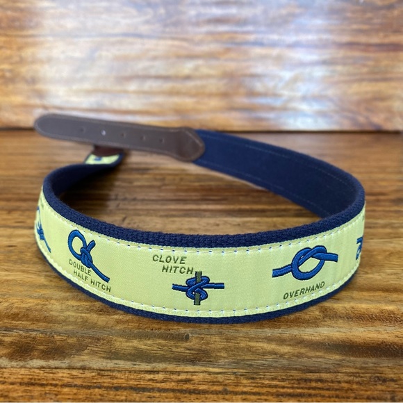 The Belted Cow Nautical Knots Leather Tab Belt Yellow Navy Mens Size 32, 34 men - Picture 4 of 10